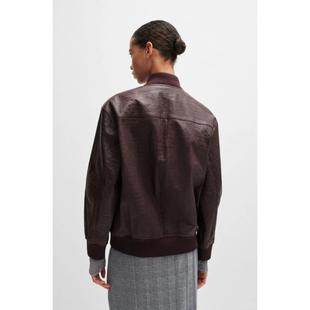 Hugo Boss Leather bomber jacket with embossed crocodile motif 4