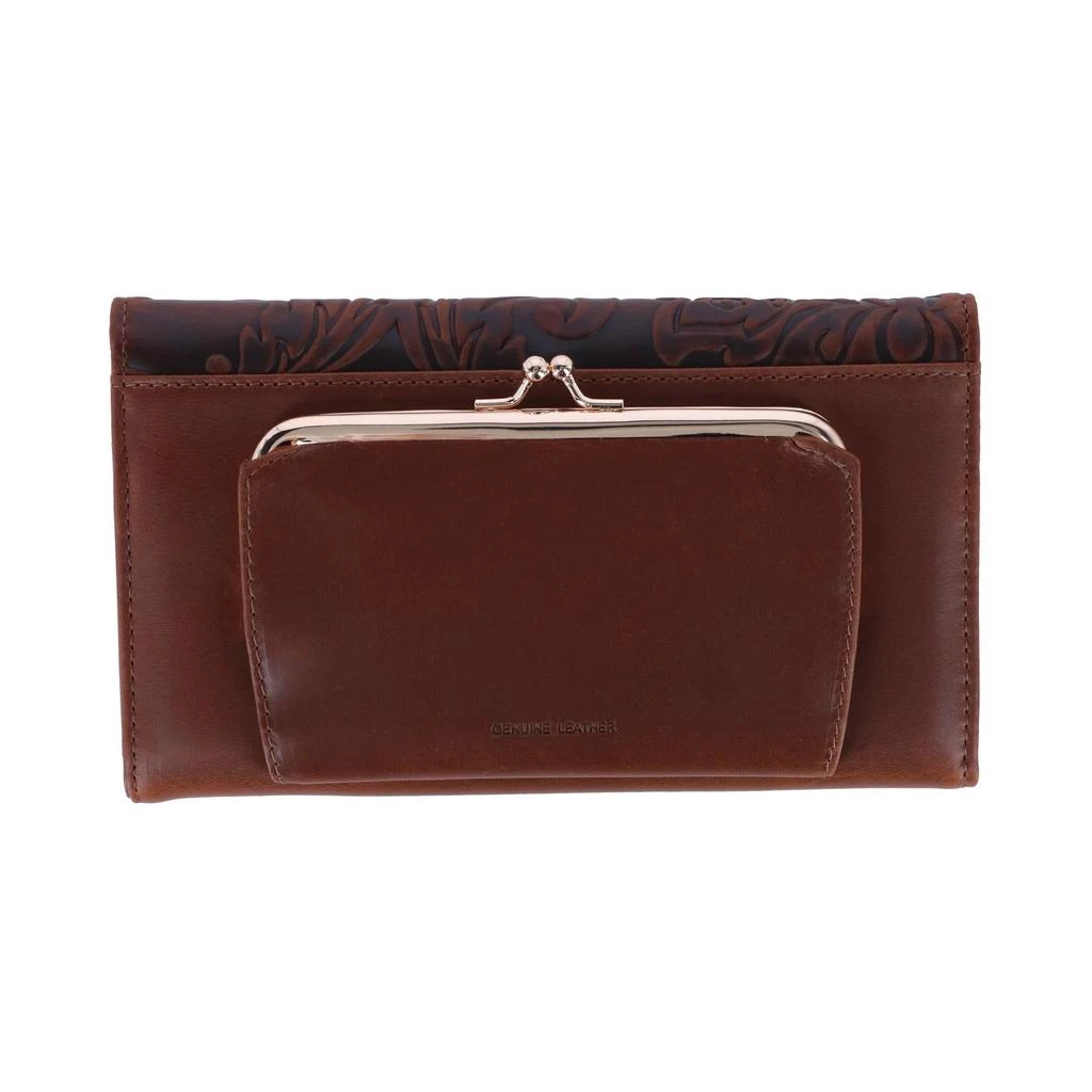 Buxton Women's Tooled Leather Organizer Clutch 5