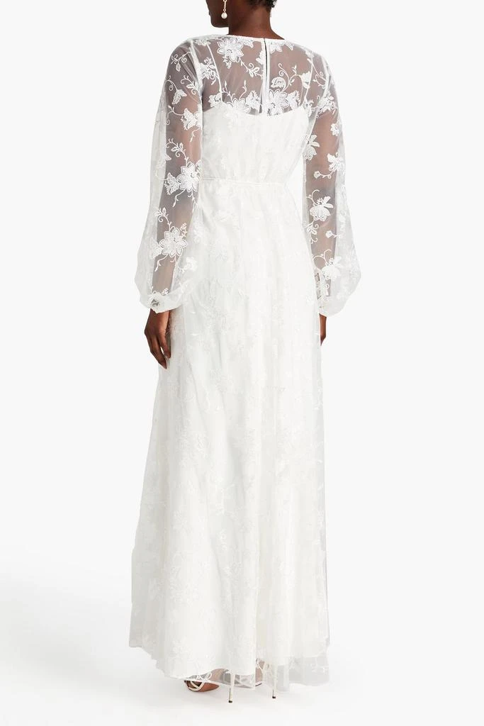 Monique Lhuillier Gathered embroidered tulle gown 3