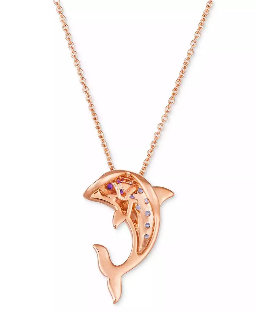Le Vian Strawberry Ombré Sapphire Dolphin Pendant Necklace (1/4 ct. t.w.) in 14k Rose Gold, 18" + 2" extender 3