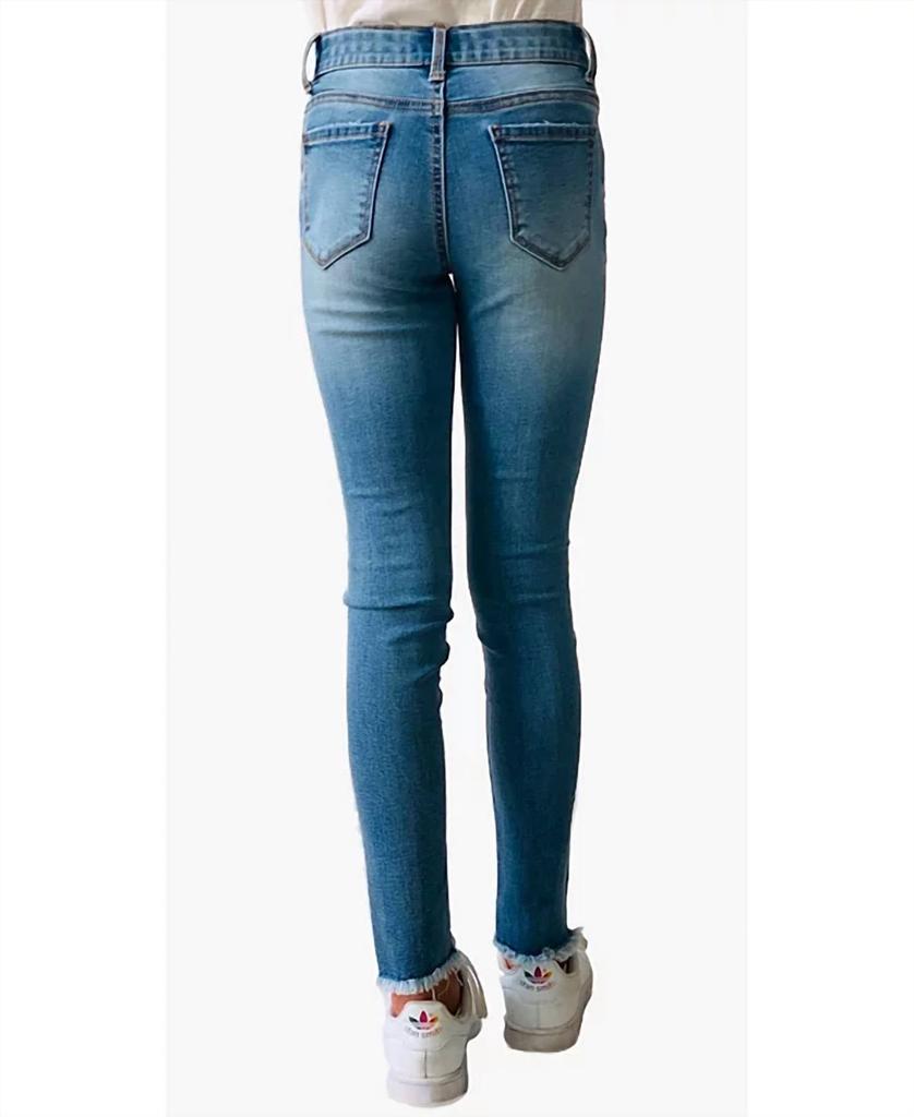 Imperial Star Big Girls Destructed Paint Splattered Skinny Jeans In Medium Blue