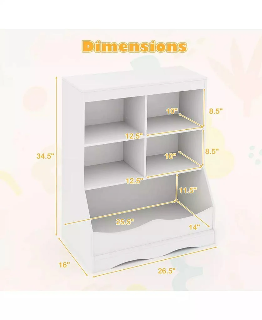 GOUUN 34.5" Kids Bookshelf with 5 Bins for Playroom and Living Room 3
