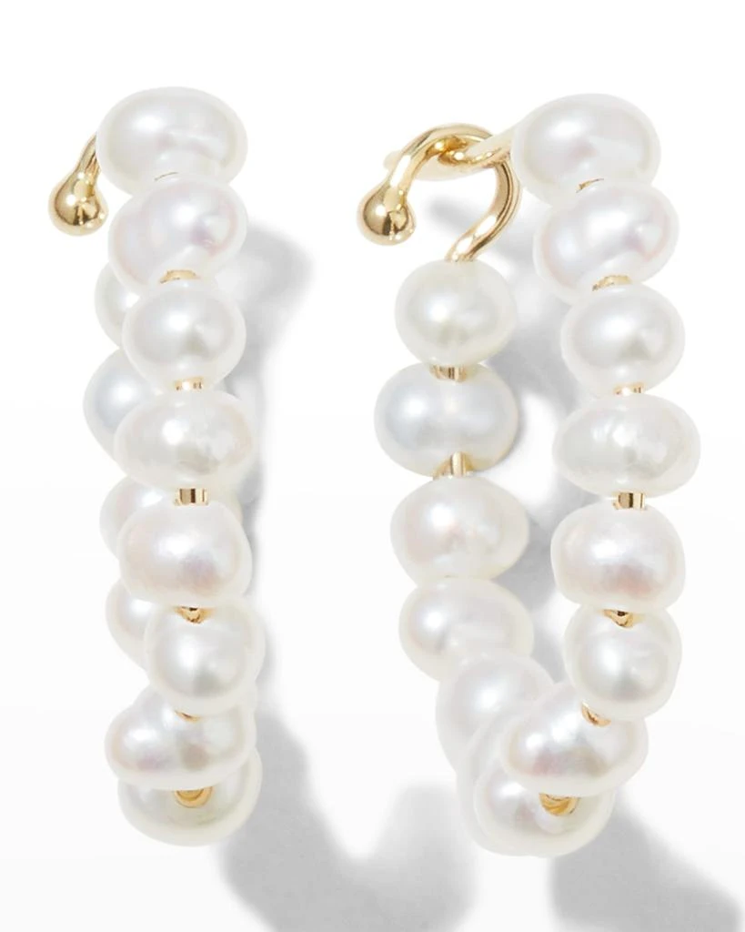 Mizuki Freshwater Pearl Diamond Hook Earrings 1