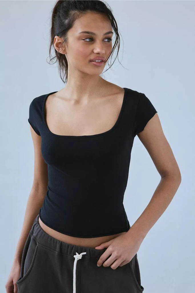 Out From Under Out From Under Essential Cotton Compression Square Neck Baby Tee 1