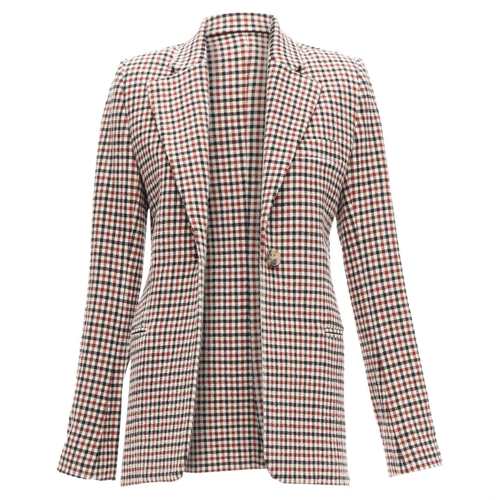 Khaite Vera checked virgin wool single button blazer 3
