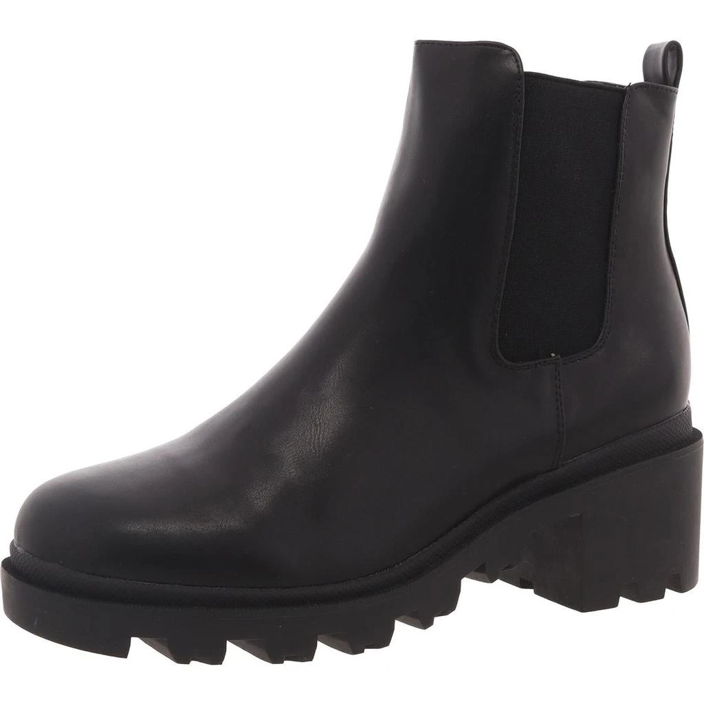 French Connection Womens Faux Leather Lugged Sole Chelsea Boots 1