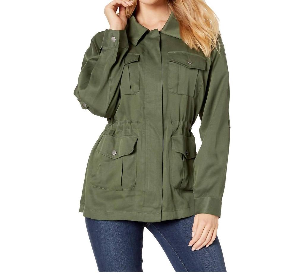 cupcakes and cashmere Wynona Tencel Army Jacket In Army Green