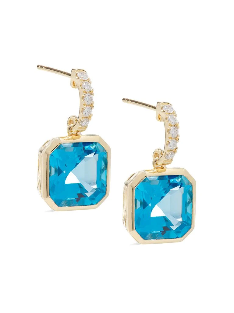 Effy 14K Yellow Gold, 12.10 TCW Blue Topaz 
0.19 TCW Diamond Drop Earrings