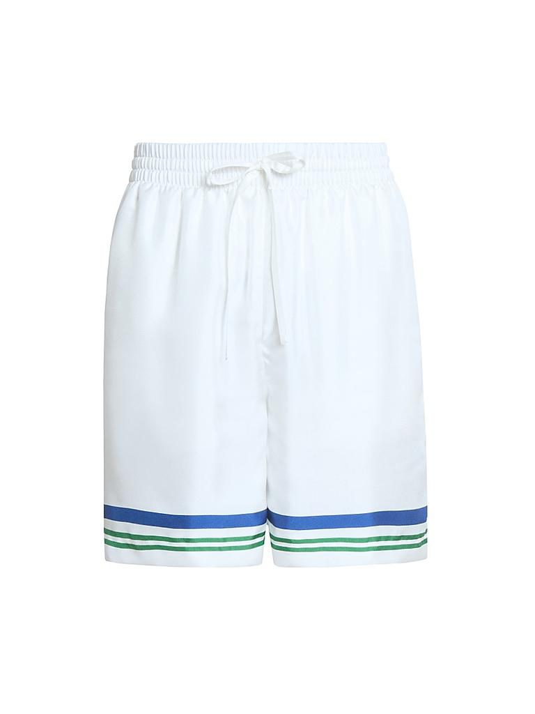 Casablanca Tennis Ball Striped Silk Shorts