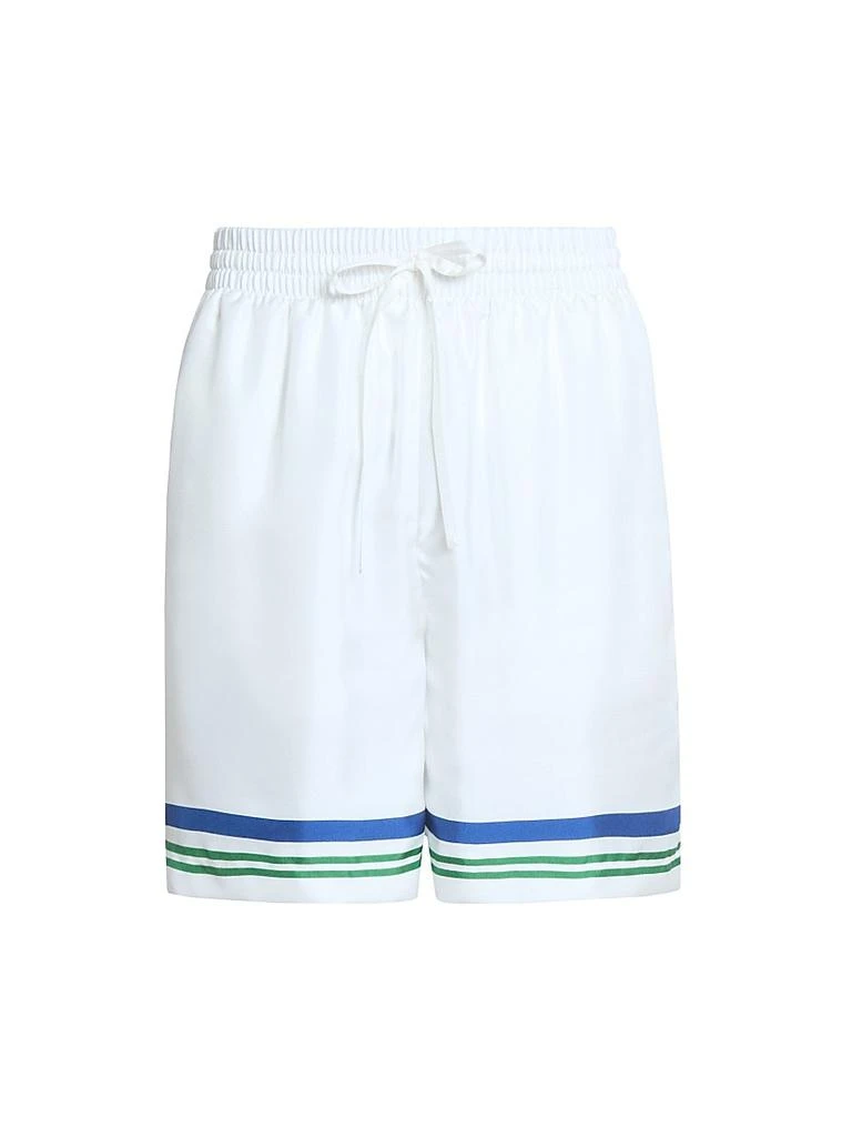 Casablanca Tennis Ball Striped Silk Shorts 1