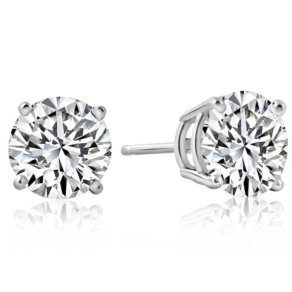 Pompeii3 2 1/4 Ct T.W. Round Cut Diamond Studs Lab Grown 14k White Gold 2