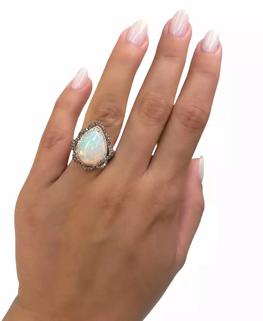 Le Vian Neopolitan Opal (4 ct. t.w.) & Diamond (3/4 ct. t.w.) Wavy Halo Pear Statement Ring in 14k Rose Gold (Also Available in 14K White Gold or 14k Yellow Gold) 2