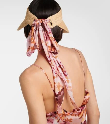 Chloé Scarf-detail raffia visor 3