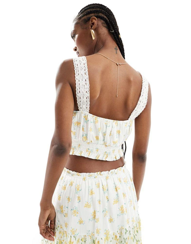 Kiss The Sky Kiss The Sky yellow floral crop top with lace detail co-ord 4