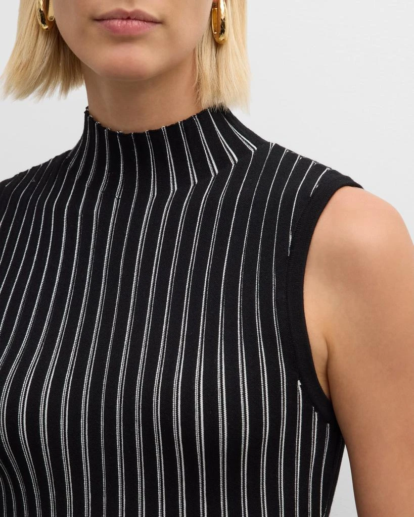 Milly Kayce Pleated Mock-Neck Striped Mini Dress 5