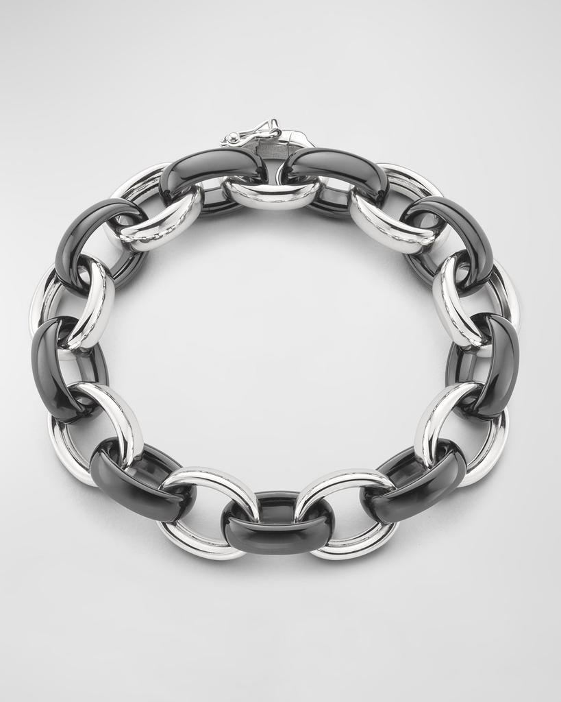 Monica Rich Kosann Sterling Silver Marilyn XL Ultra Bracelet with Alternating Ceramic Links, 8"L