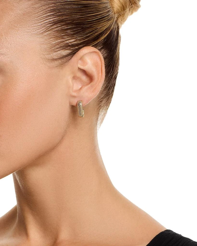 Bloomingdale's Fine Collection Faceted Texture Rectangular Hoop Earrings 14K Yellow Gold 2