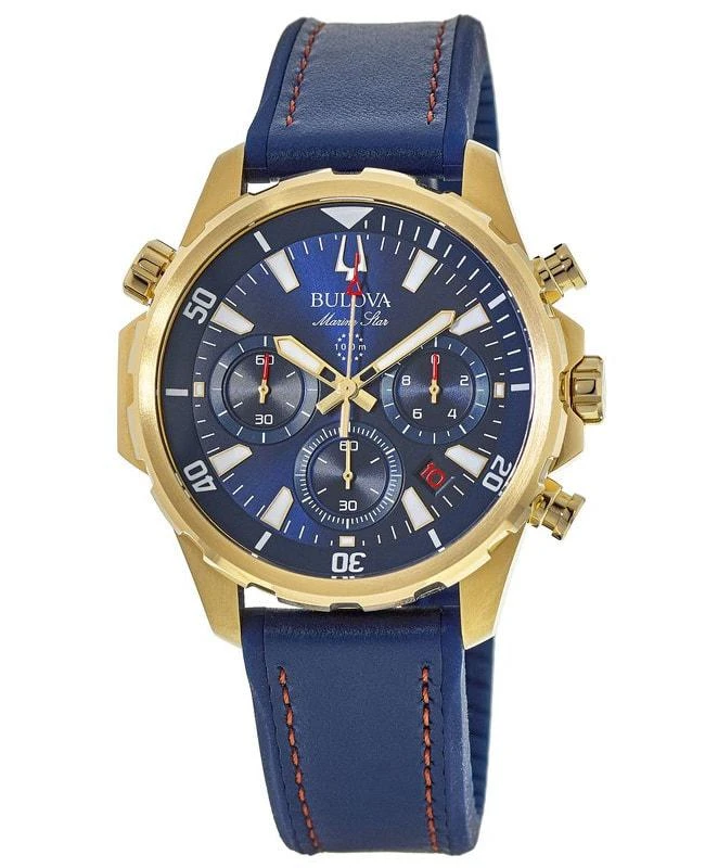 Bulova Bulova Marine Star Blue Chronograph Gold Tone Men's Watch 97B168 1