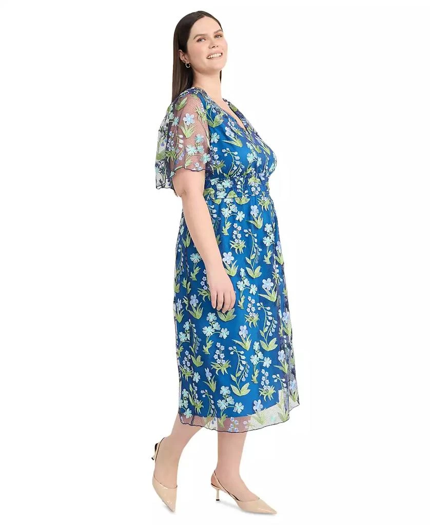 Maggy London Plus Size Chiffon Embroidered Flutter-Sleeve Dress 3