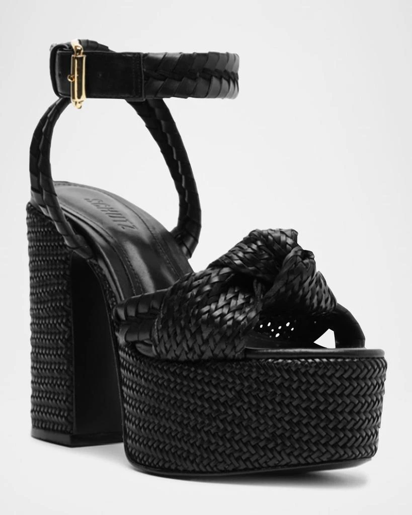 Schutz Khari Knotted Leather Ankle-Strap Platform Sandals 2