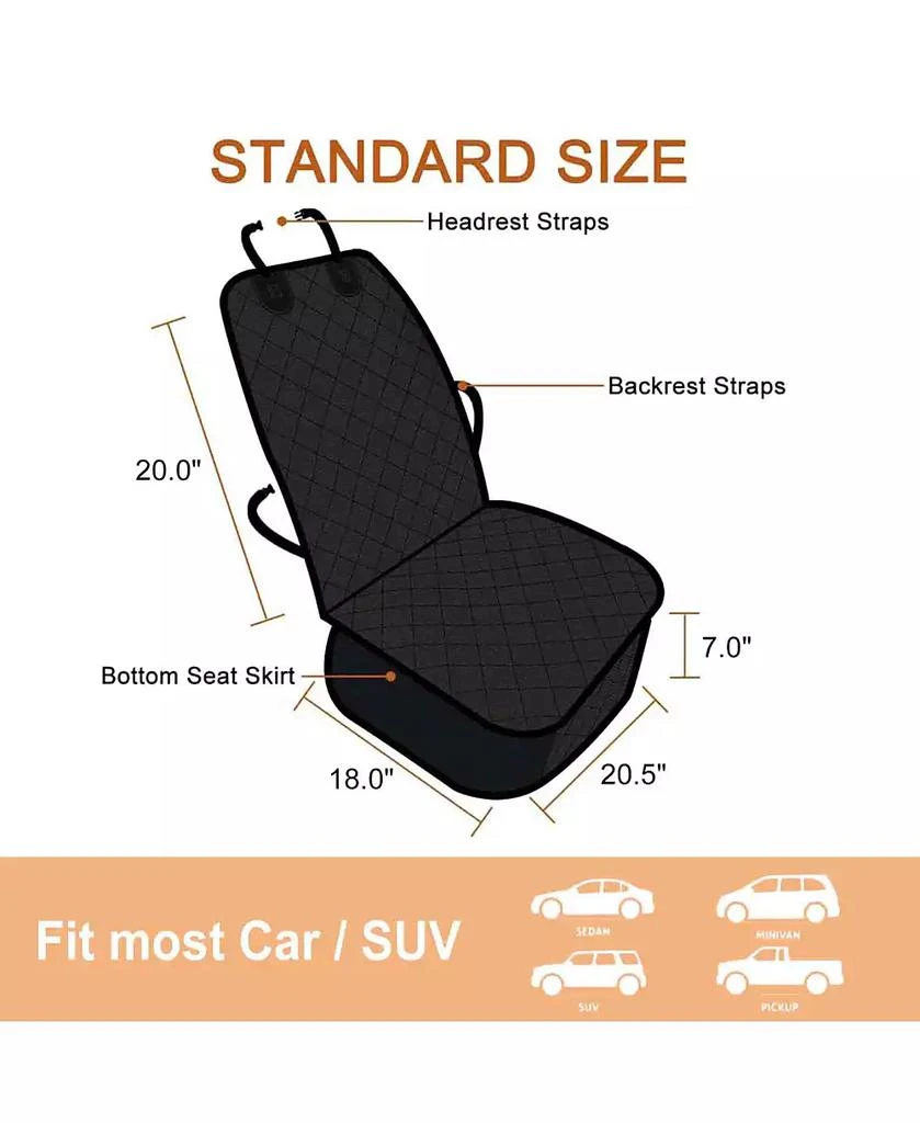 JESPET Quilted Pet Front Car Seat Cover: 40" - Black 5