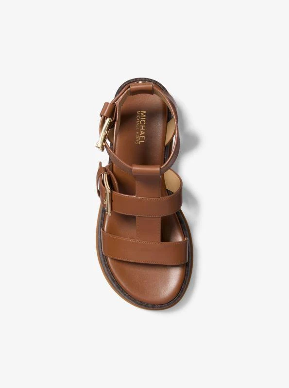 Michael Kors Selah Leather and Signature Logo Platform Gladiator Sandal 4