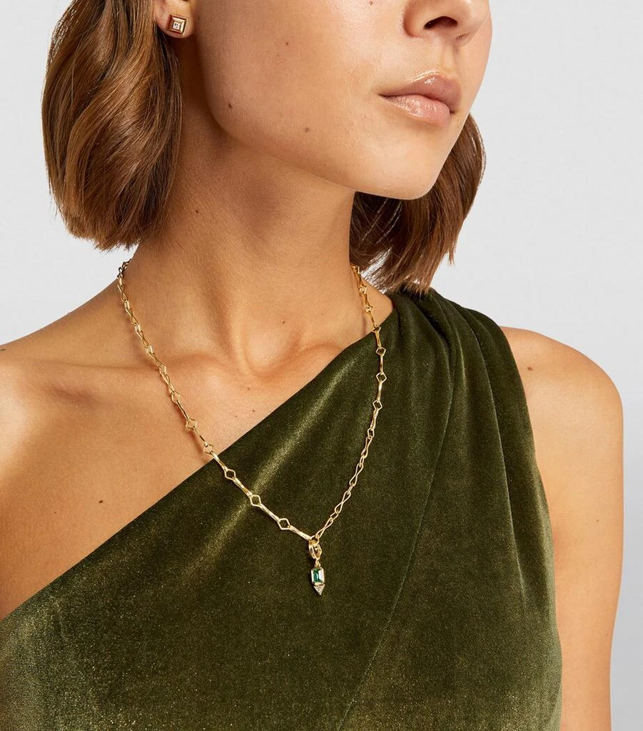 Azlee Yellow Gold, Diamond and Emerald Charm 3