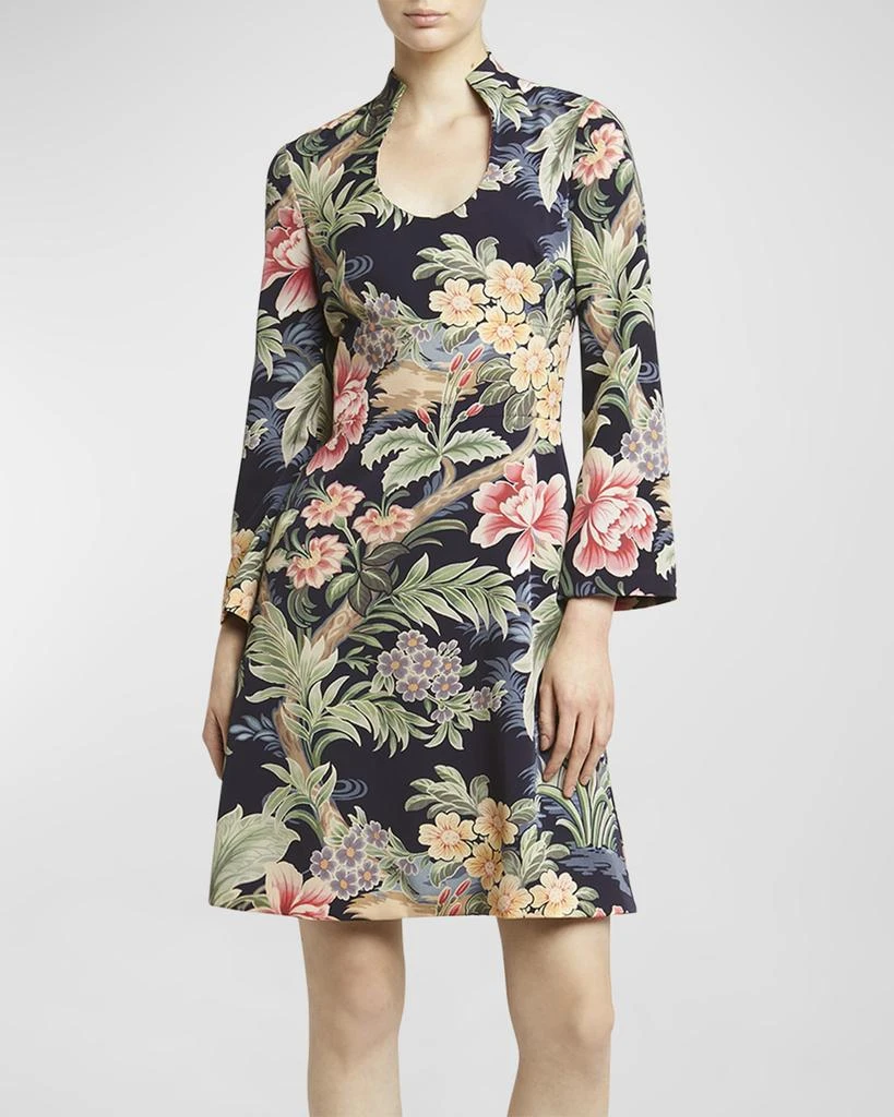 ETRO Idillium Paisley U-Neck Long-Sleeve Dress 3