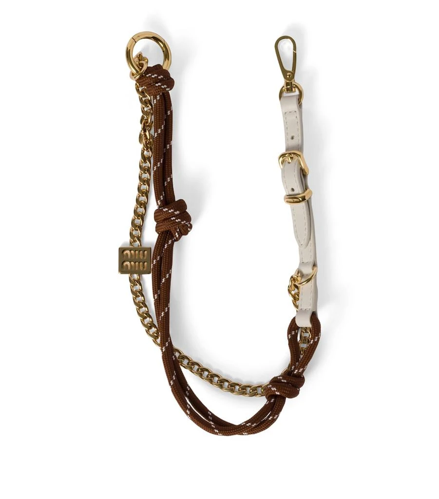 Miu Miu Leather, Cord and Metal Bag Charm 1