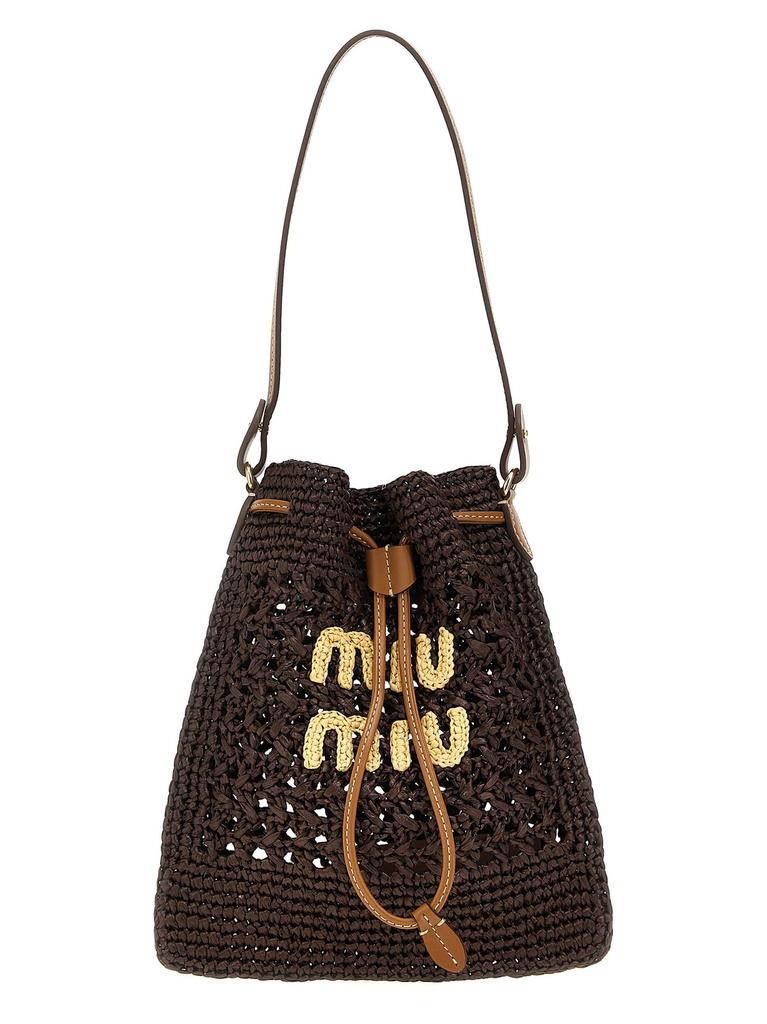 Miu Miu Miu Miu Drawstring Woven Mini Tote Bag - Tote Bags