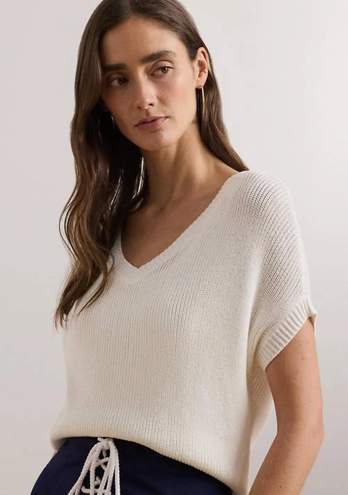 Ralph Lauren Ralph Lauren Rib Knit Short Sleeve V Neck Sweater 3