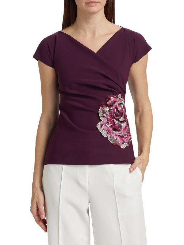 Chiara Boni Emerenne Sequined Rose Top