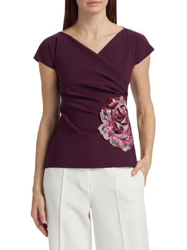 Chiara Boni Emerenne Sequined Rose Top 1