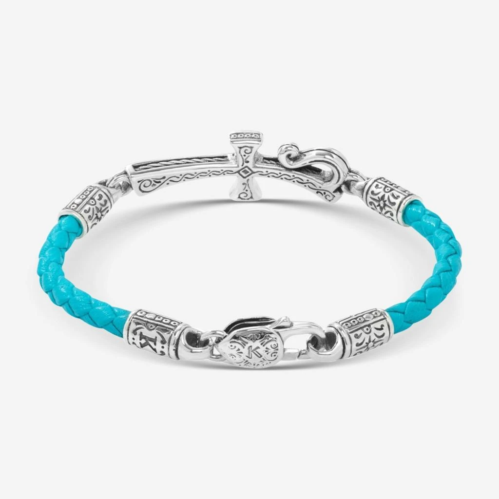 Konstantino Konstantino Dome Sterling Silver 
18K Yellow Gold Blue Spinel Leather Bracelet BKJ701-478-TRQ-copy 4