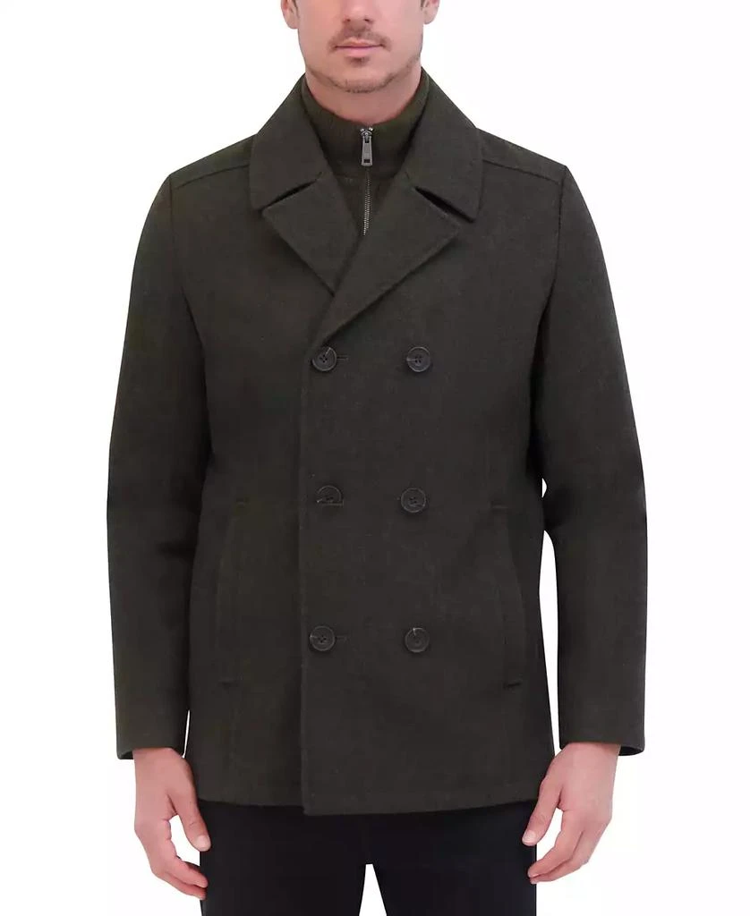 Kenneth Cole Men
s Wool Blend Peacoat with Bib Coat