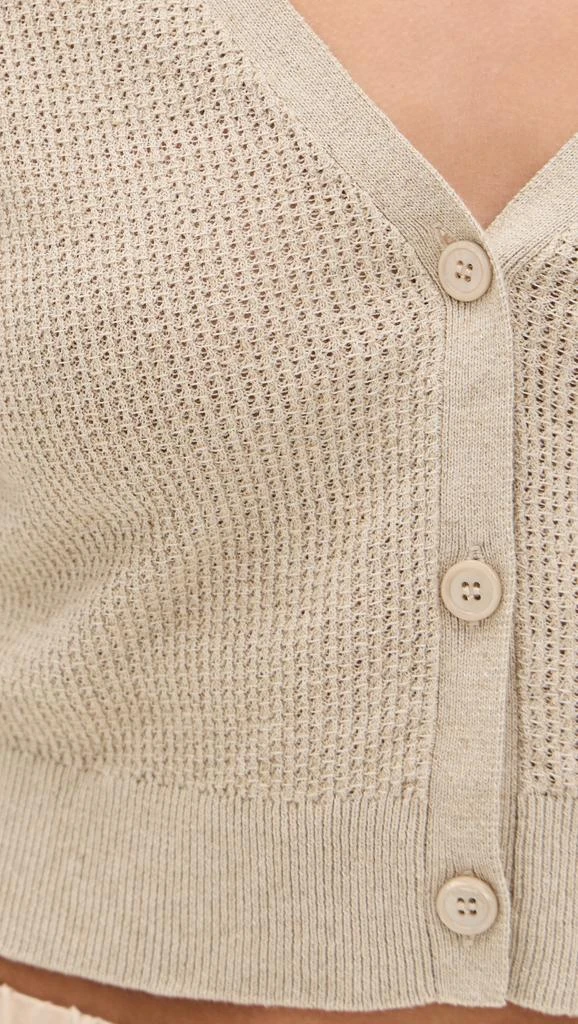 Enza Costa Linen Open Knit Cropped V Neck Cardigan 5