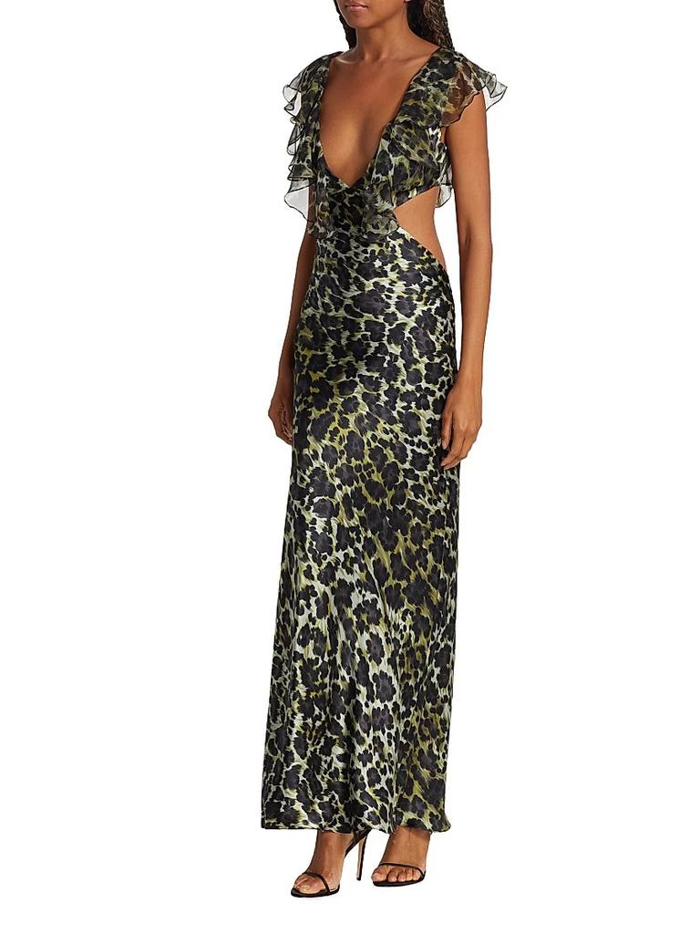 Adriana Iglesias Malia Leopard Silk Cut-Out Dress 4
