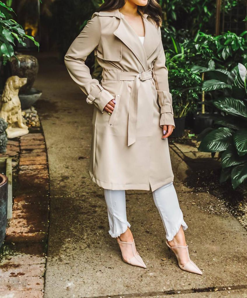 Black Tape The Audrey Belted Trench Coat In Camel