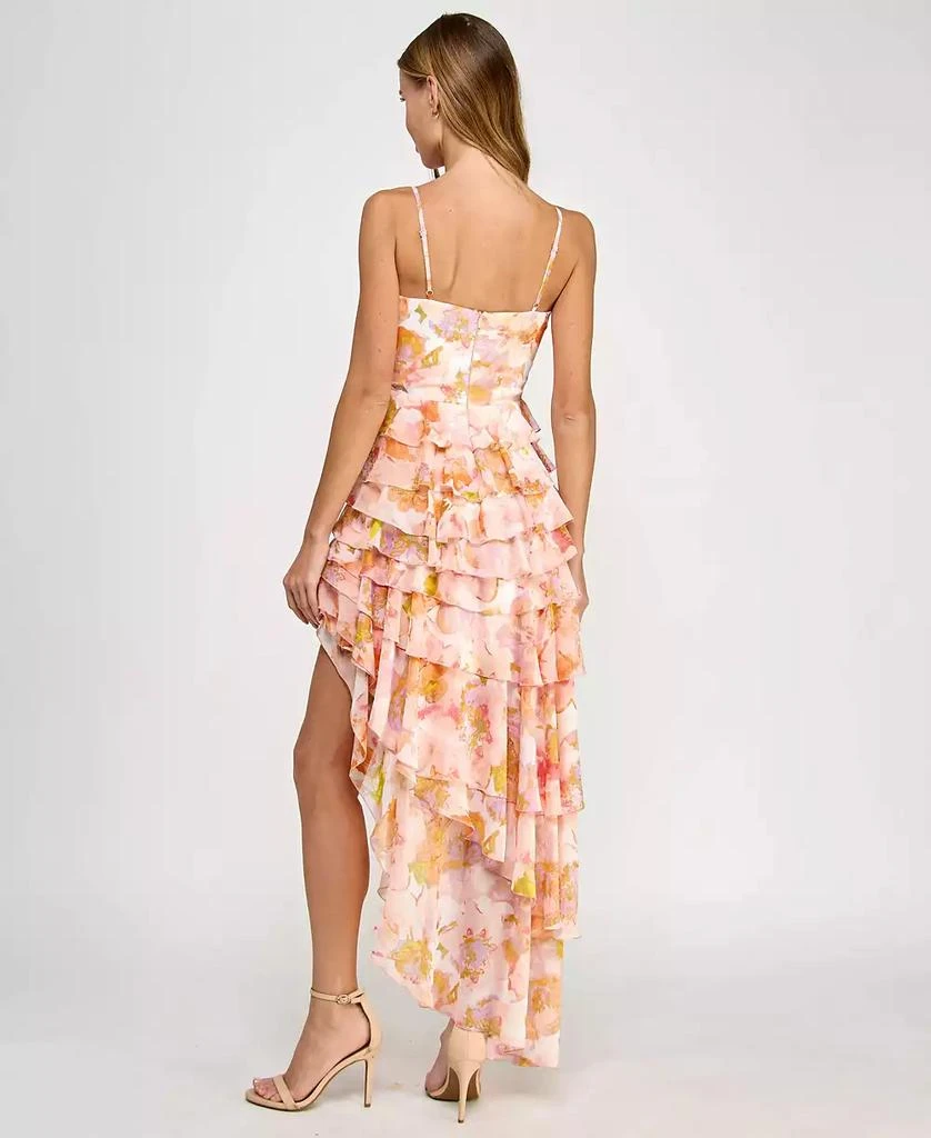 SENI & CADE Juniors' Floral Asymmetric Ruffle Dress 2