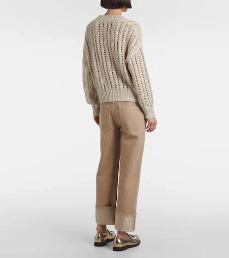 Brunello Cucinelli Embellished silk and linen-blend sweater 3
