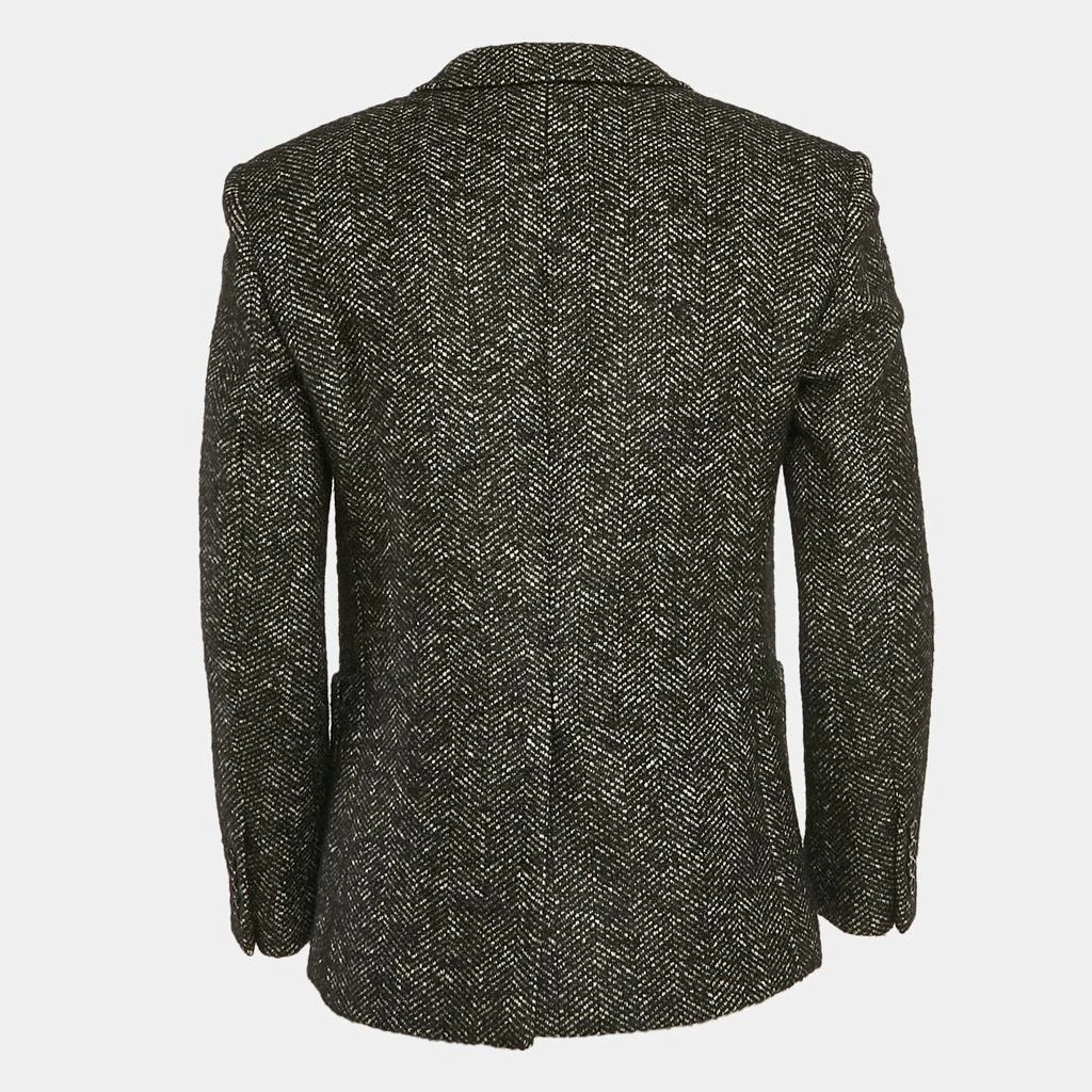Yves Saint Laurent Saint Laurent Grey Herringbone Tweed Double Pea Coat M 2