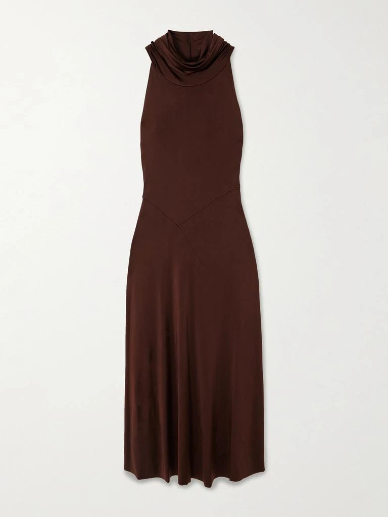 victoria beckham midi dress sale Gathered satin midi dress - baby pink