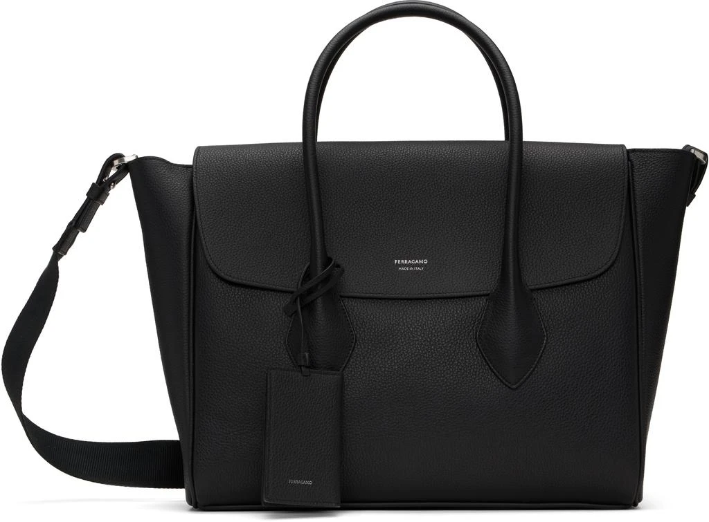 Salvatore Ferragamo Black East-West Briefcase 1