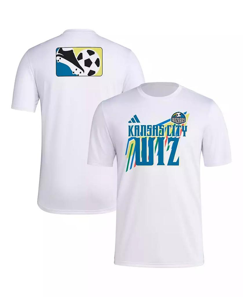 Adidas Men
s White Sporting Kansas City 2024 Jersey Hook Pre-Match T-Shirt