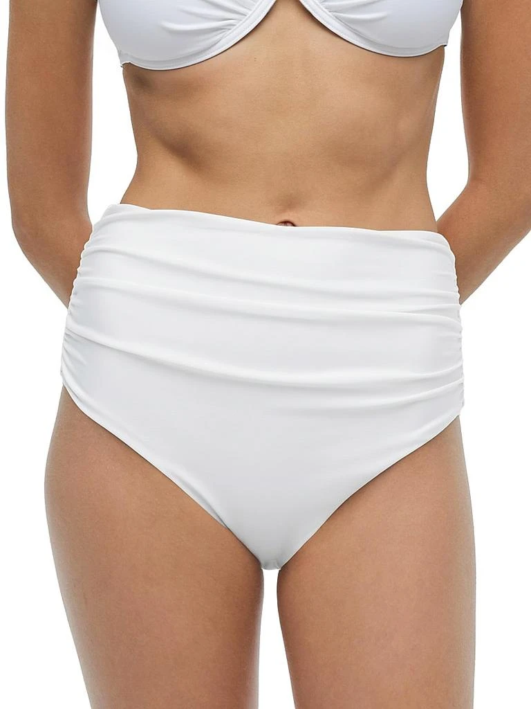 SIMKHAI Teya Ruched Striped High-Rise Bikini Bottom 5