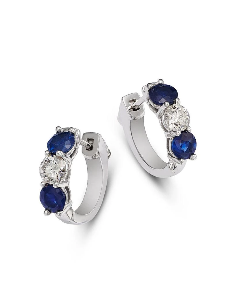 Bloomingdale
s Fine Collection 14K White Gold Sapphire
Diamond Hoop Earrings 1