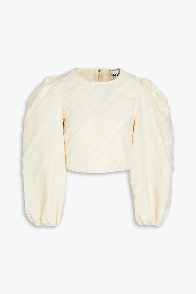 Ganni Cropped frayed taffeta top 1