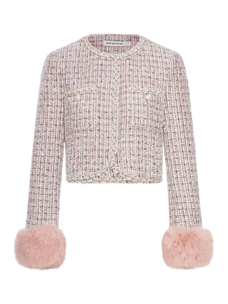 Self Portrait BOUCLE JACKET WITH FUR CUFFS 1