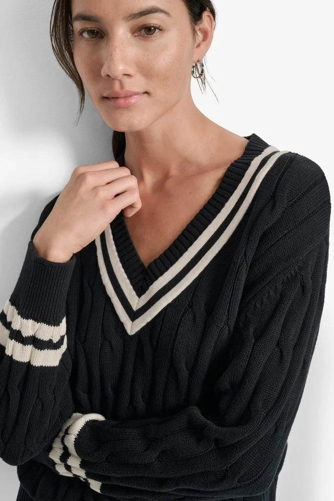 DKNY CABLE-KNIT TIPPED SWEATER 4