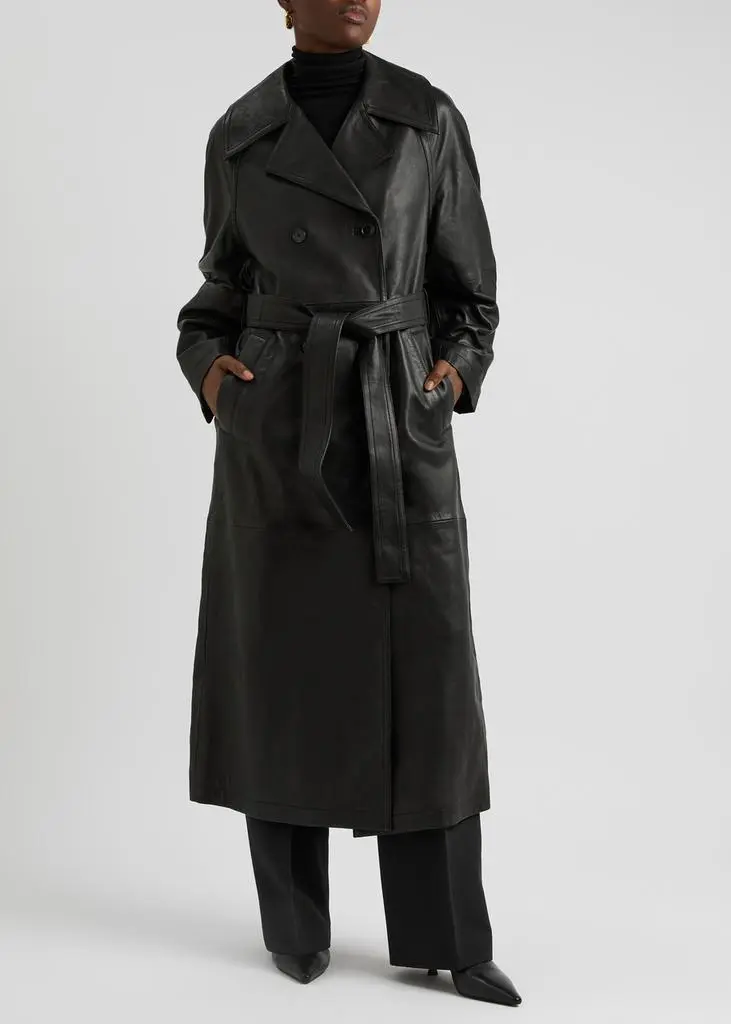 Rohe Belted leather trench coat 4